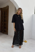 Lover Of The Moon Lace Maxi Skirt Black