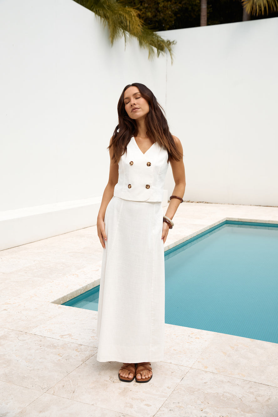 Yolanda Maxi Skirt White