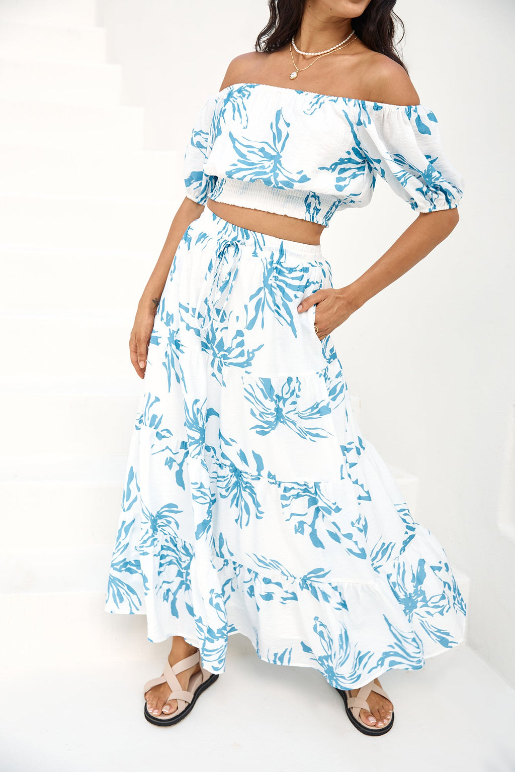 Island Whisper Maxi Skirt Blue