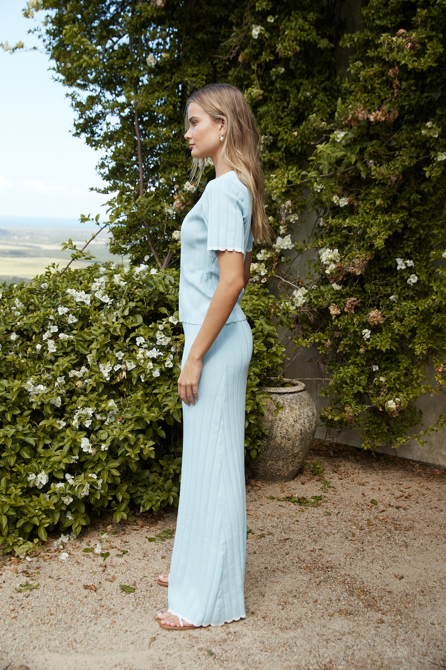Esther Knit Maxi Skirt Blue