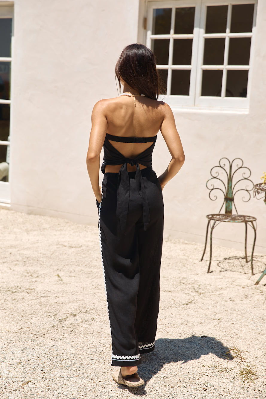 Twin Flame Linen Pant Black