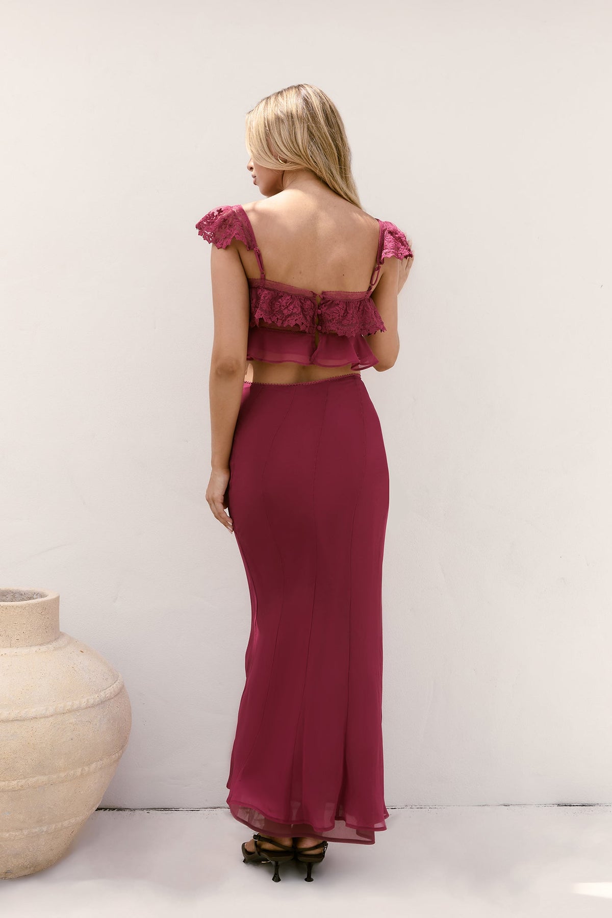 Sweet Silhouette Maxi Skirt Berry