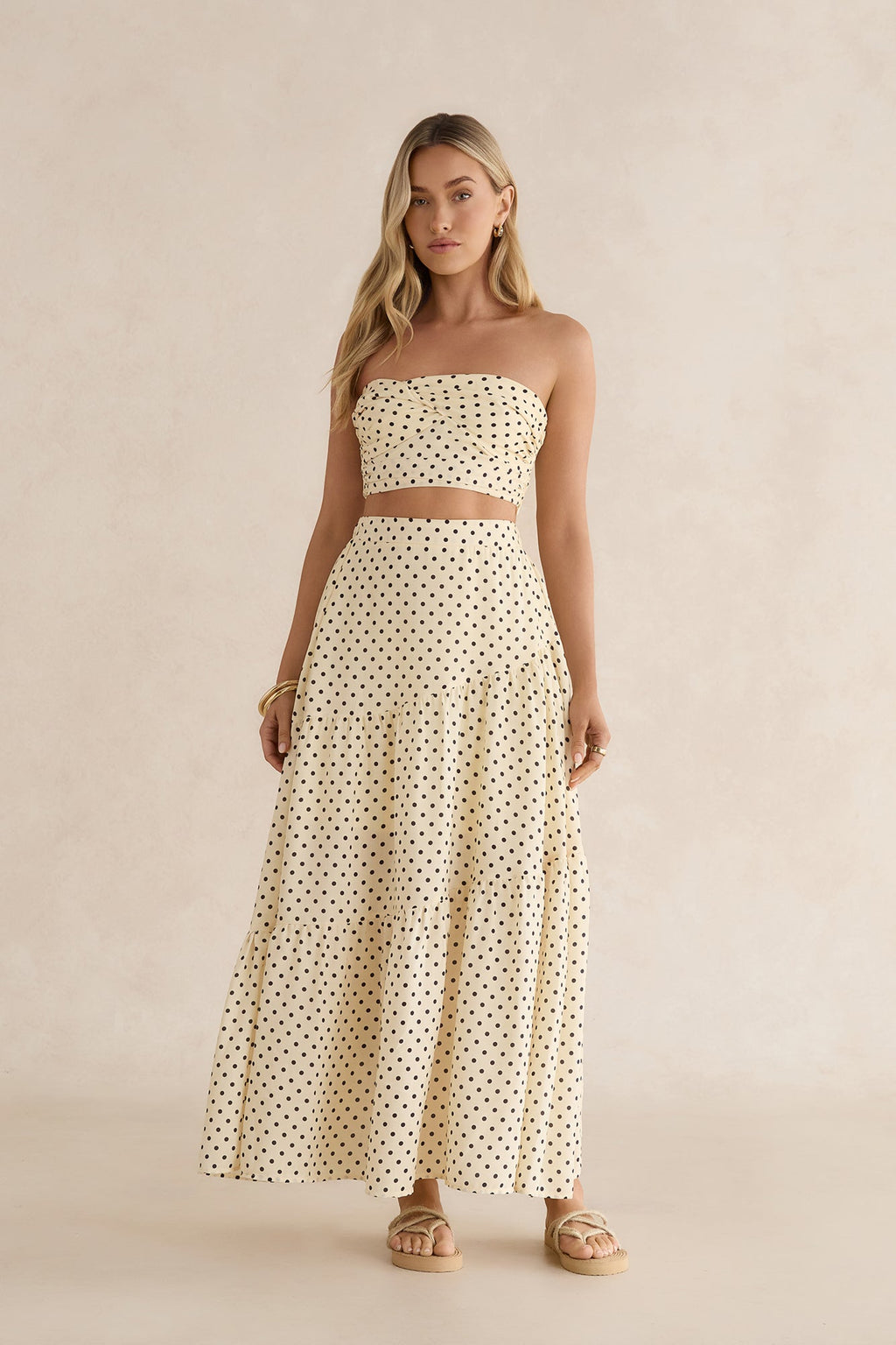 Shimmering Sands Polka Dot Maxi Skirt Yellow