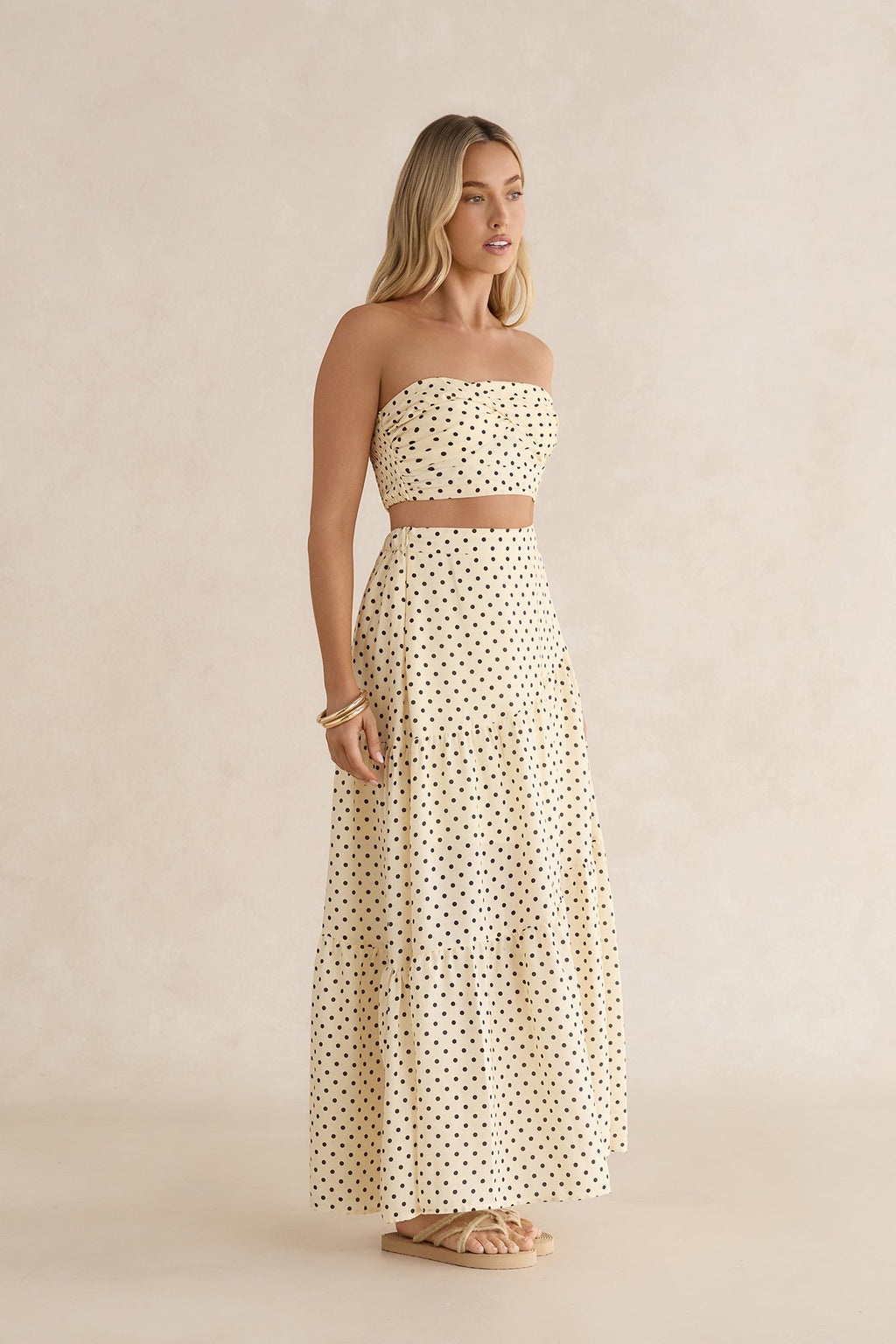 Shimmering Sands Polka Dot Maxi Skirt Yellow