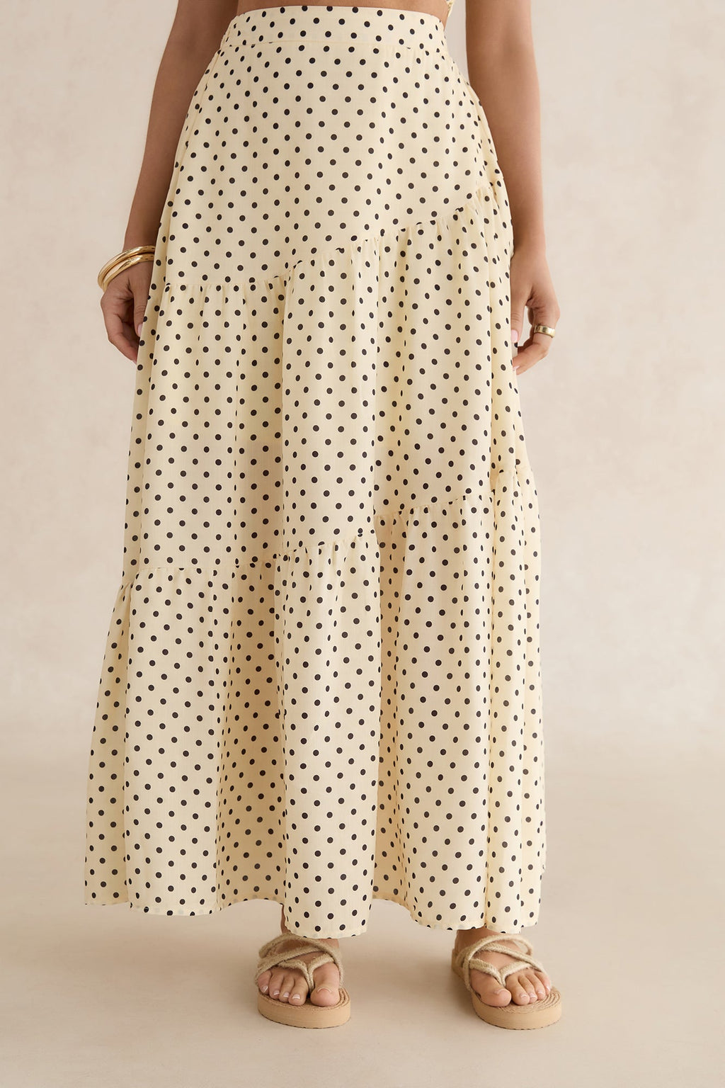 Shimmering Sands Polka Dot Maxi Skirt Yellow
