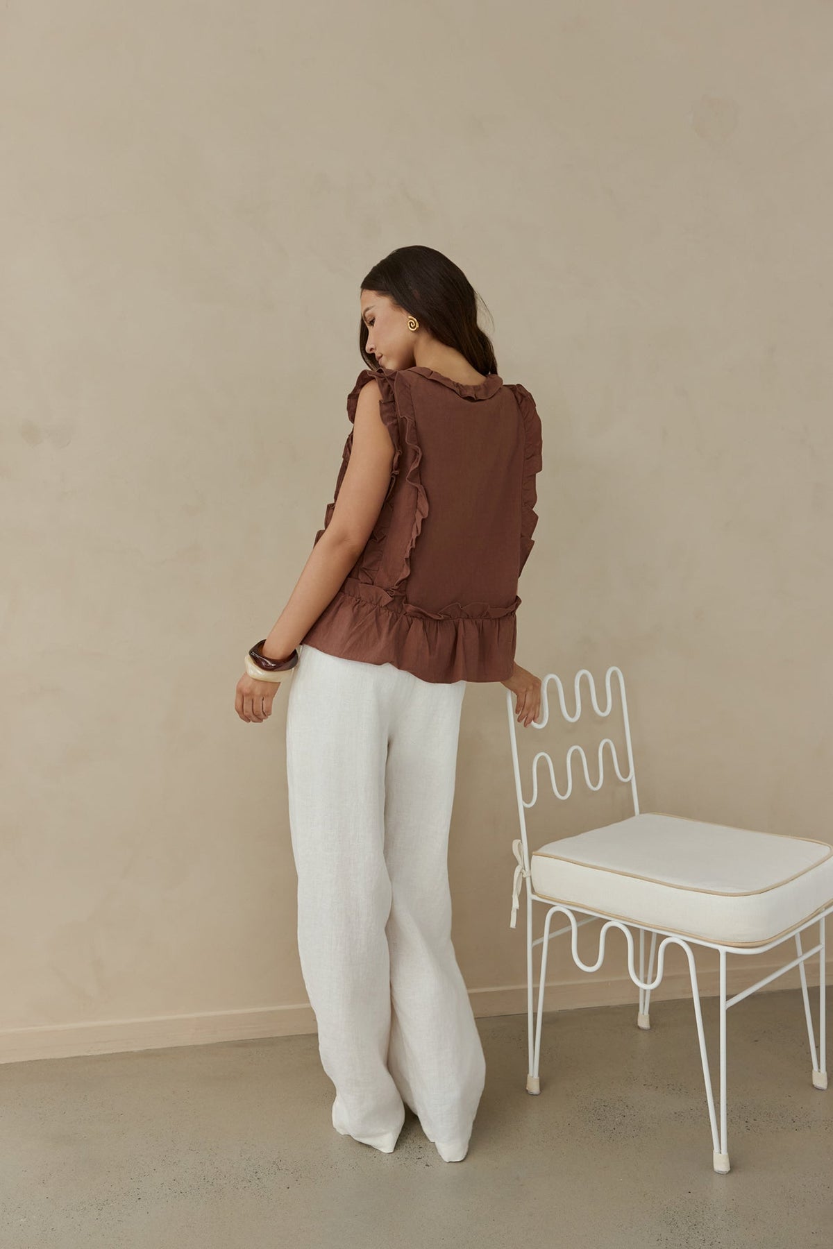Bellano Vest Top Brown
