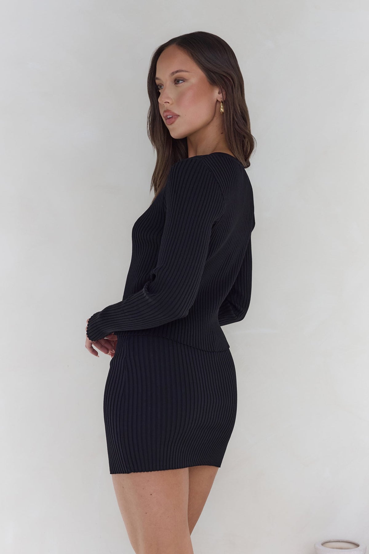 Snowdrop Knit Mini Skirt Black