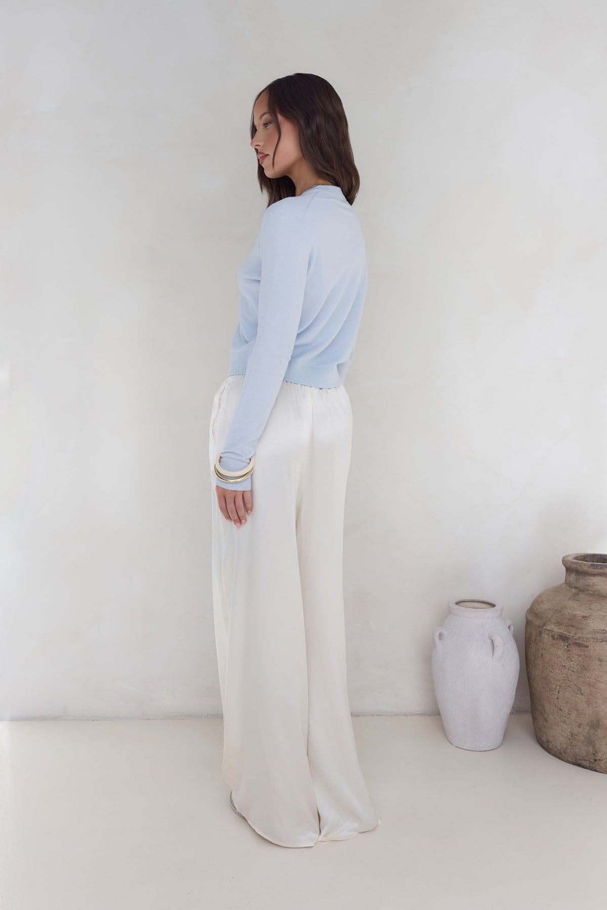In The Reflection Satin Pants Cream