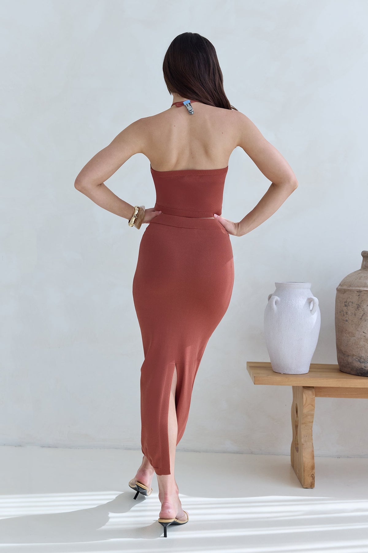 Secret Kisses Knit Maxi Skirt Clay