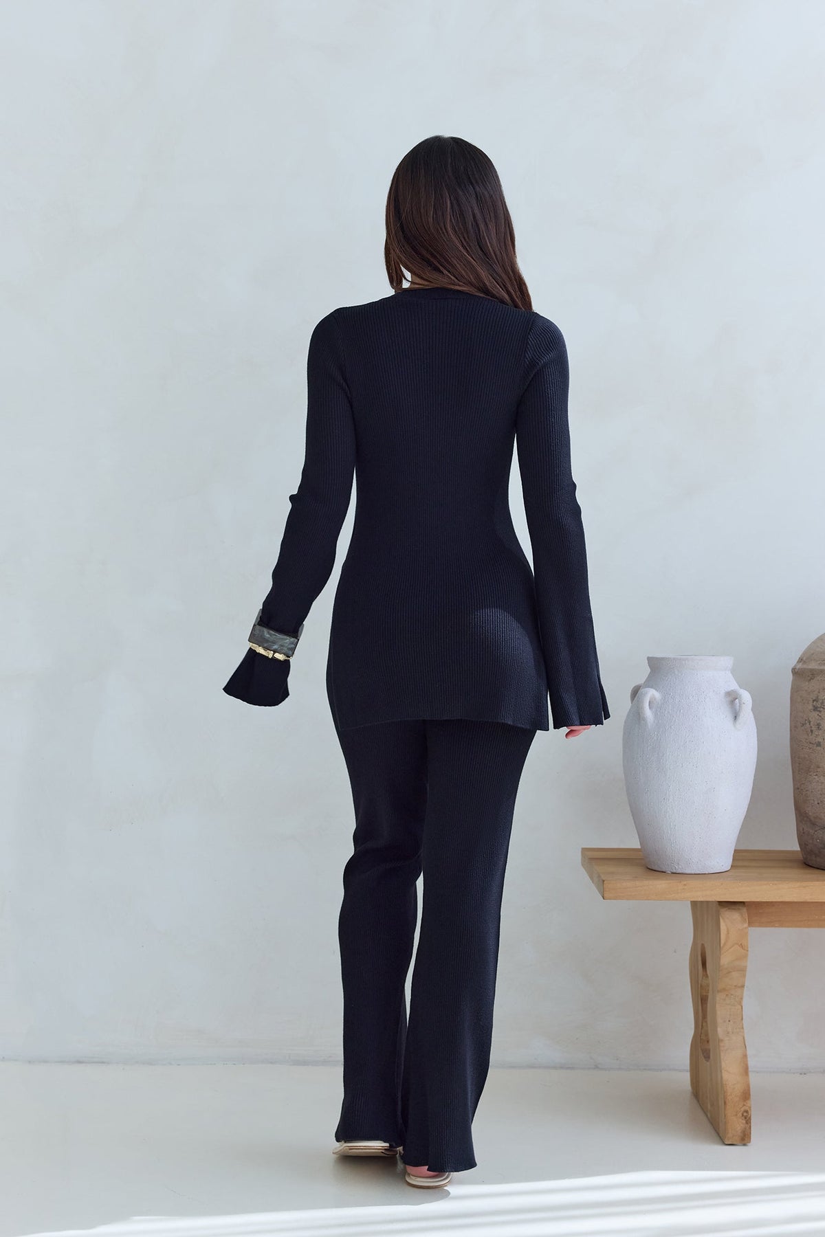 Cosy Holidays Ribbed Pants Black