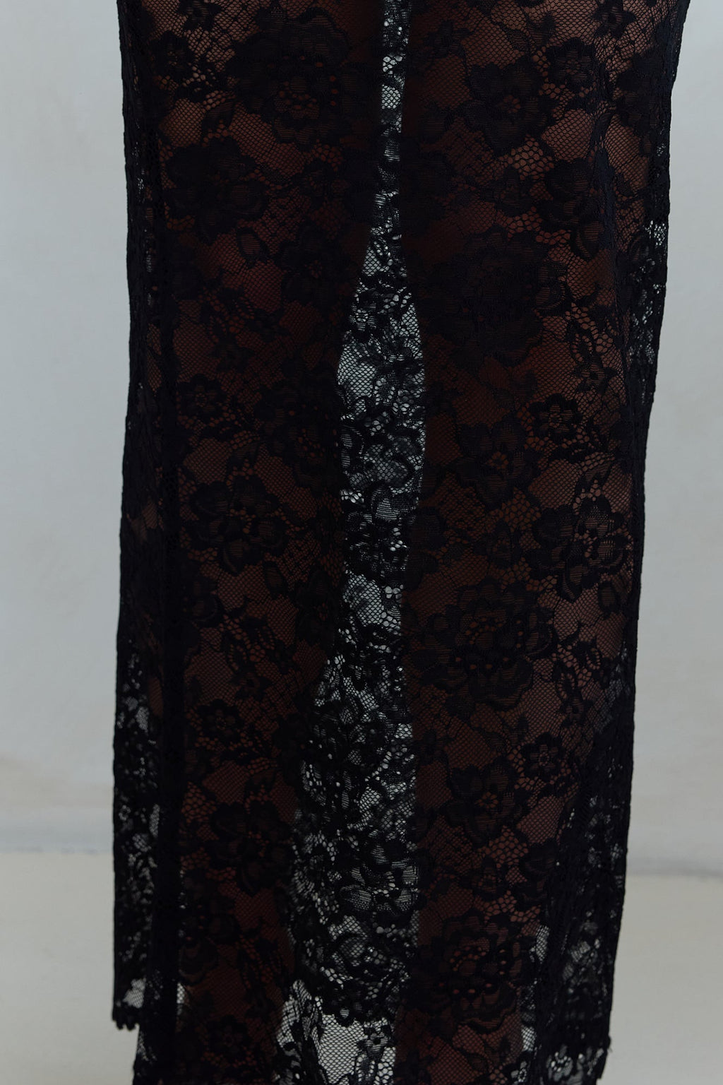 Date In Soho Sheer Lace Maxi Skirt Black