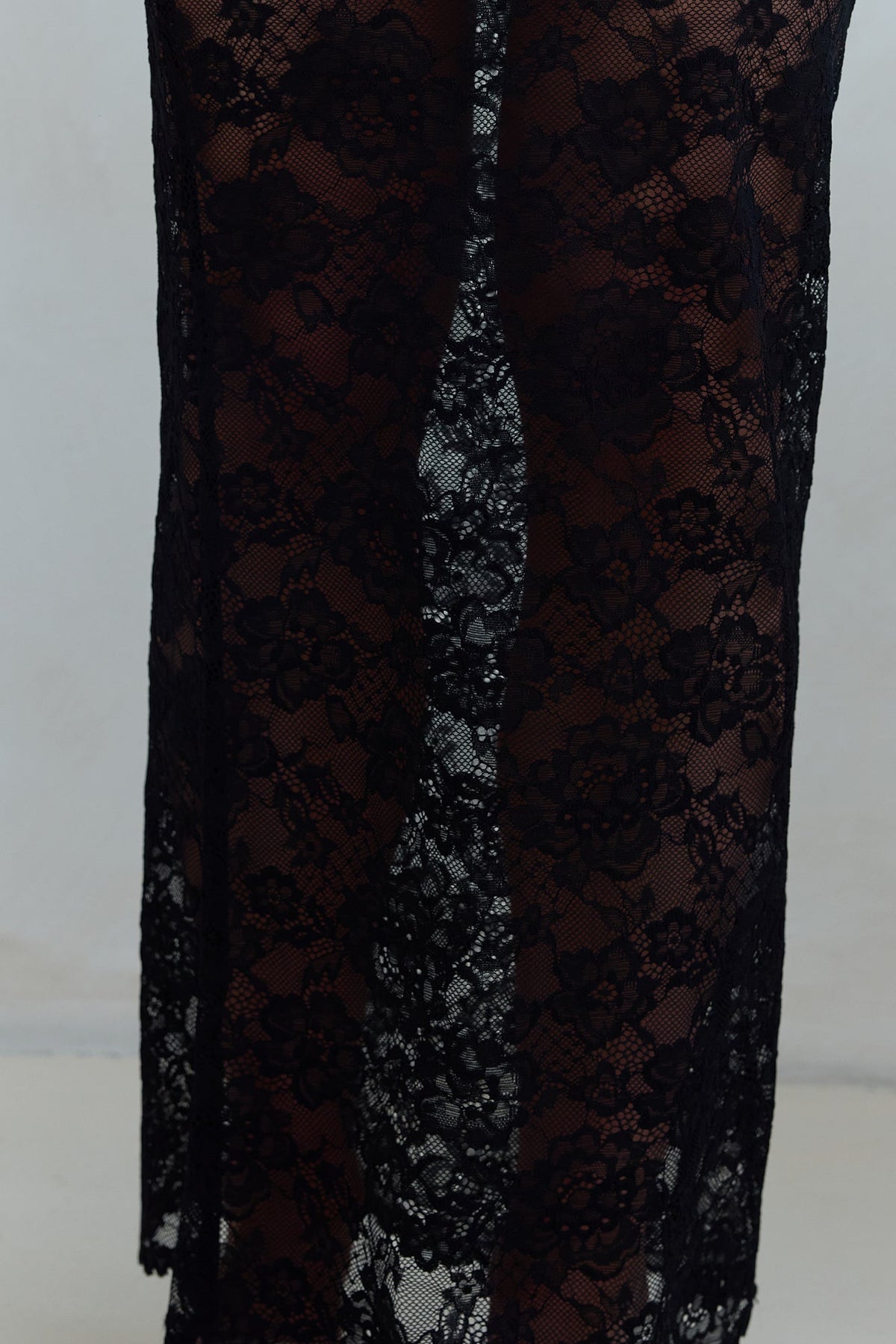 Date In Soho Sheer Lace Maxi Skirt Black