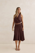 Dreamy Shores Midi Skirt Brown