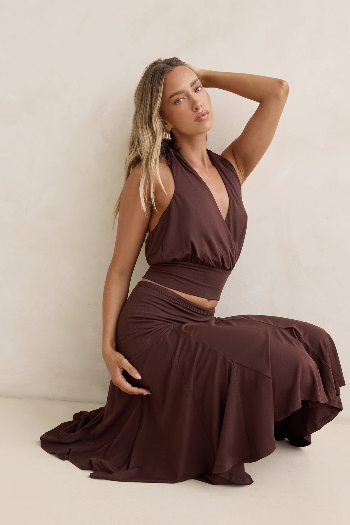 Dreamy Shores Midi Skirt Brown