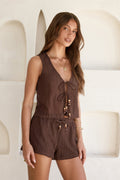 For The Sun Woven Top Brown