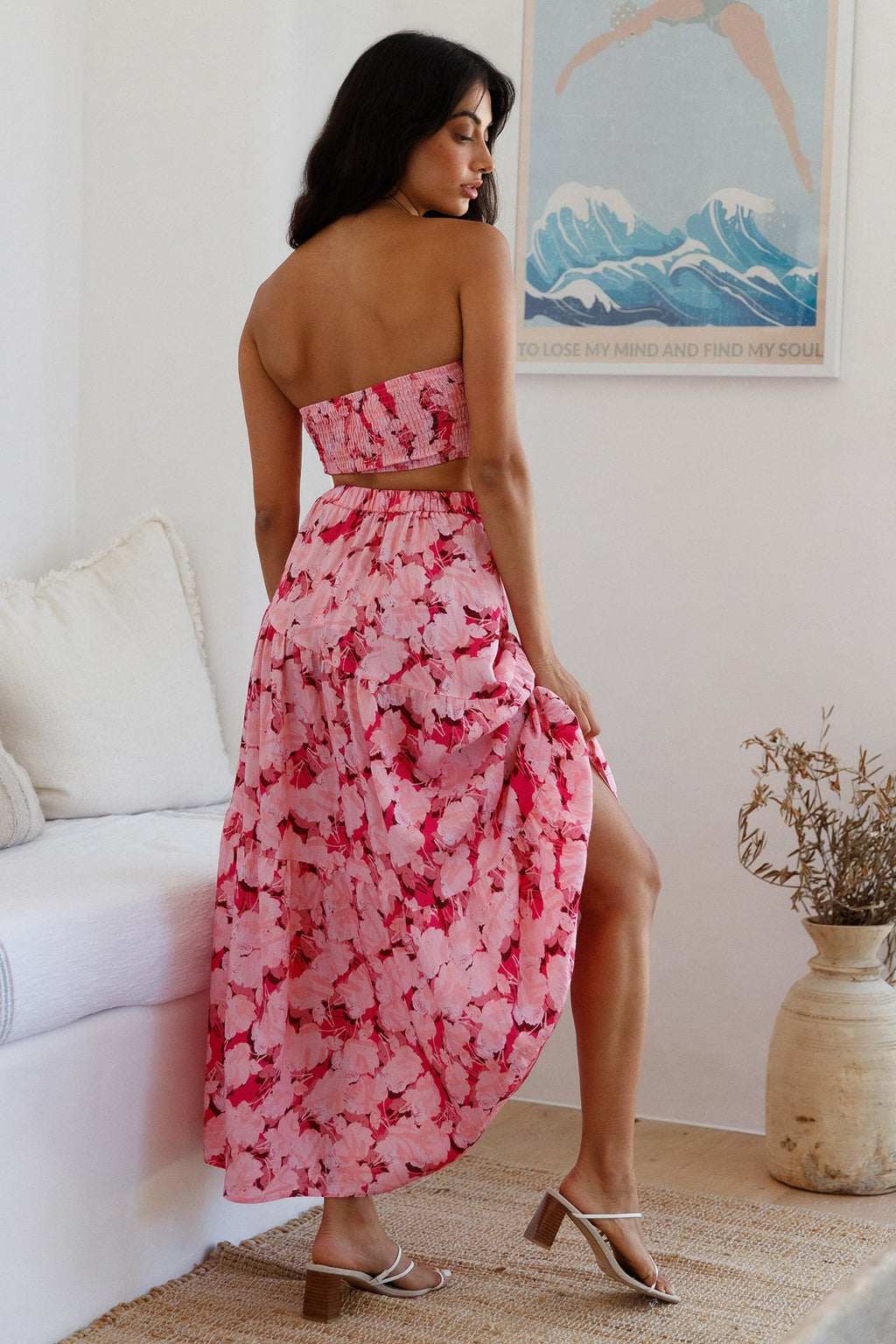 Horizon Waves Maxi Skirt Pink
