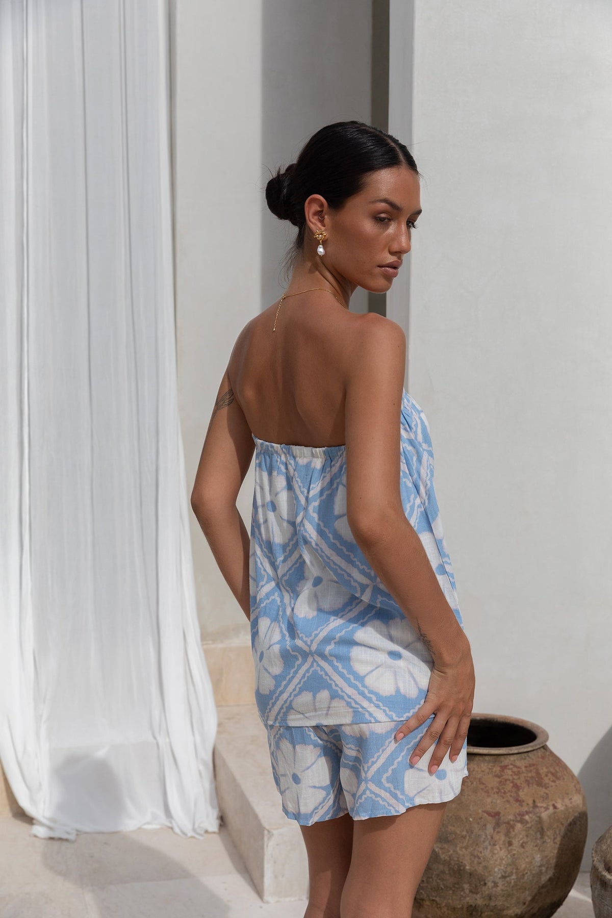 Mai Tais Strapless Romper Blue