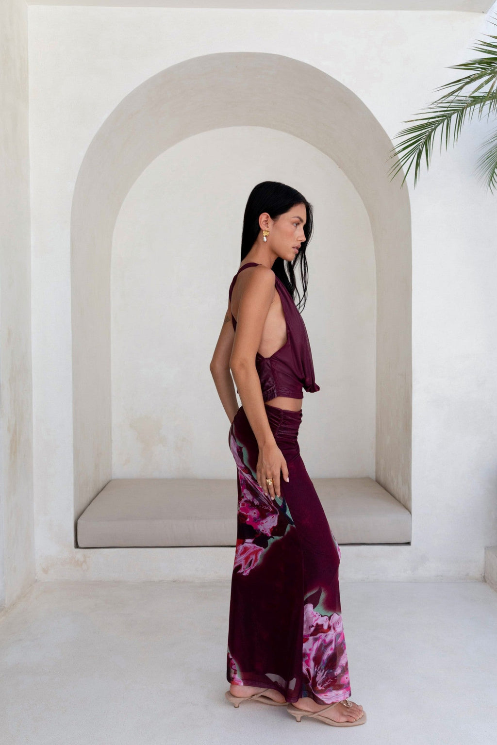 Bloom At Dawn Mesh Maxi Skirt Plum