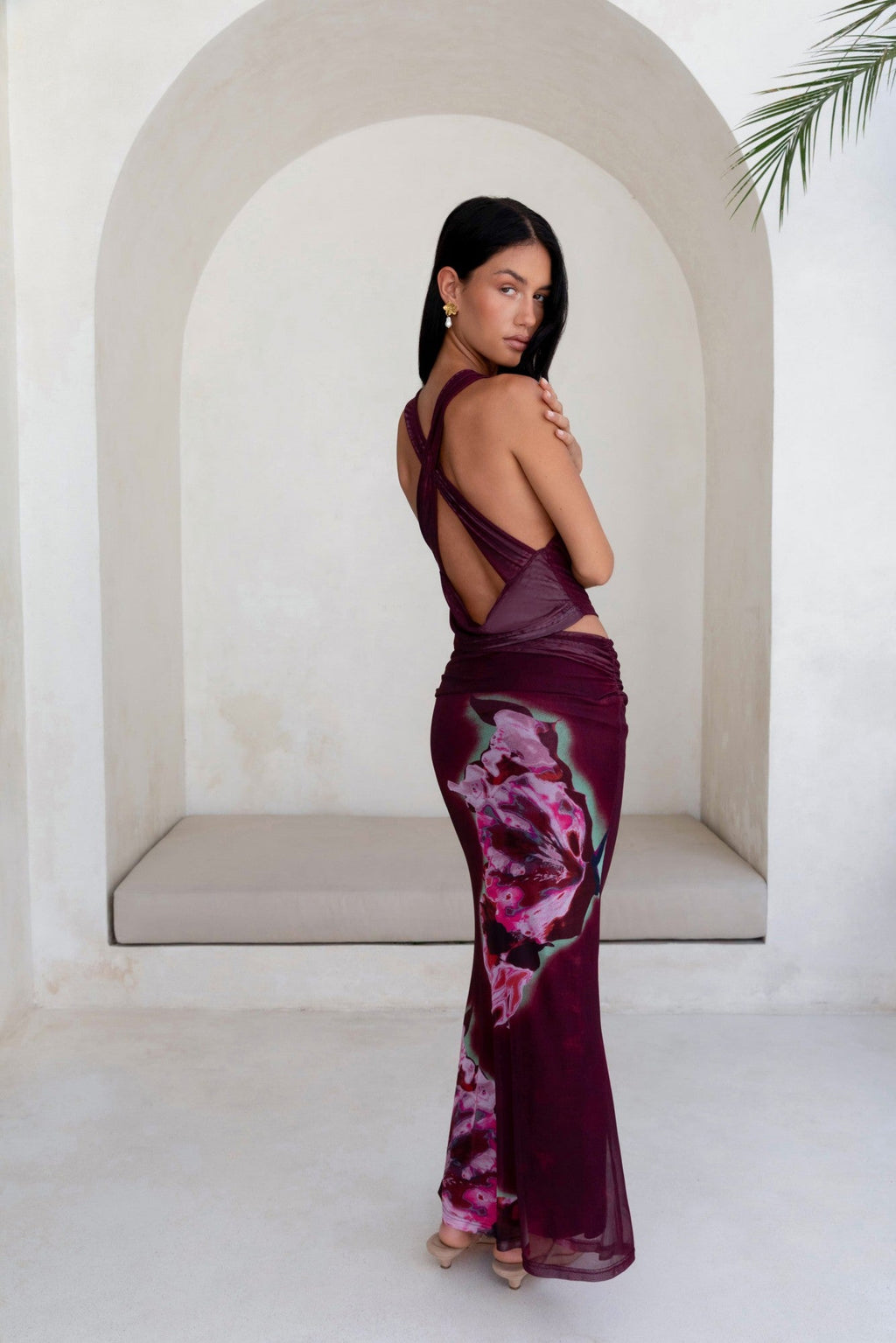 Bloom At Dawn Mesh Top Plum