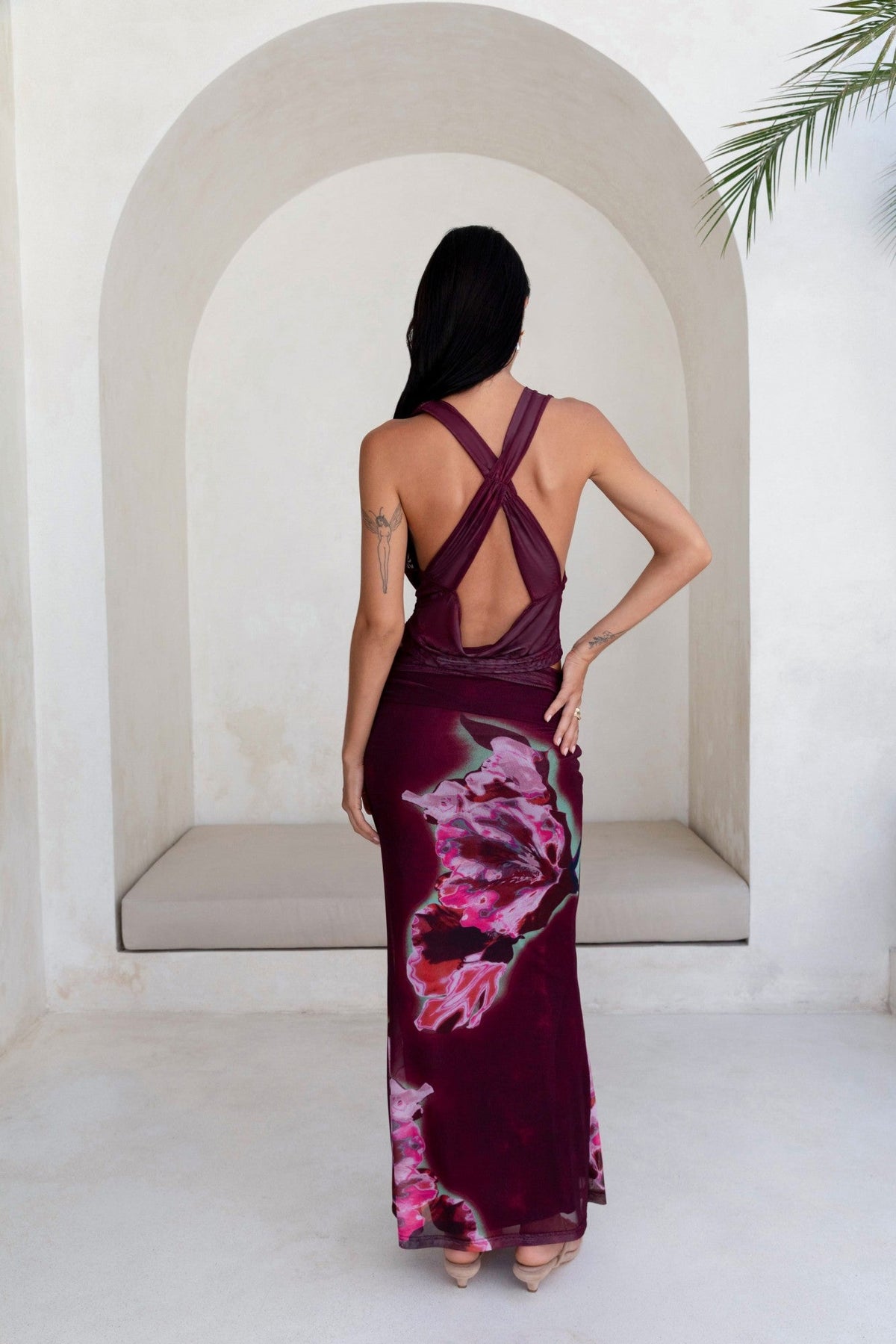 Bloom At Dawn Mesh Top Plum