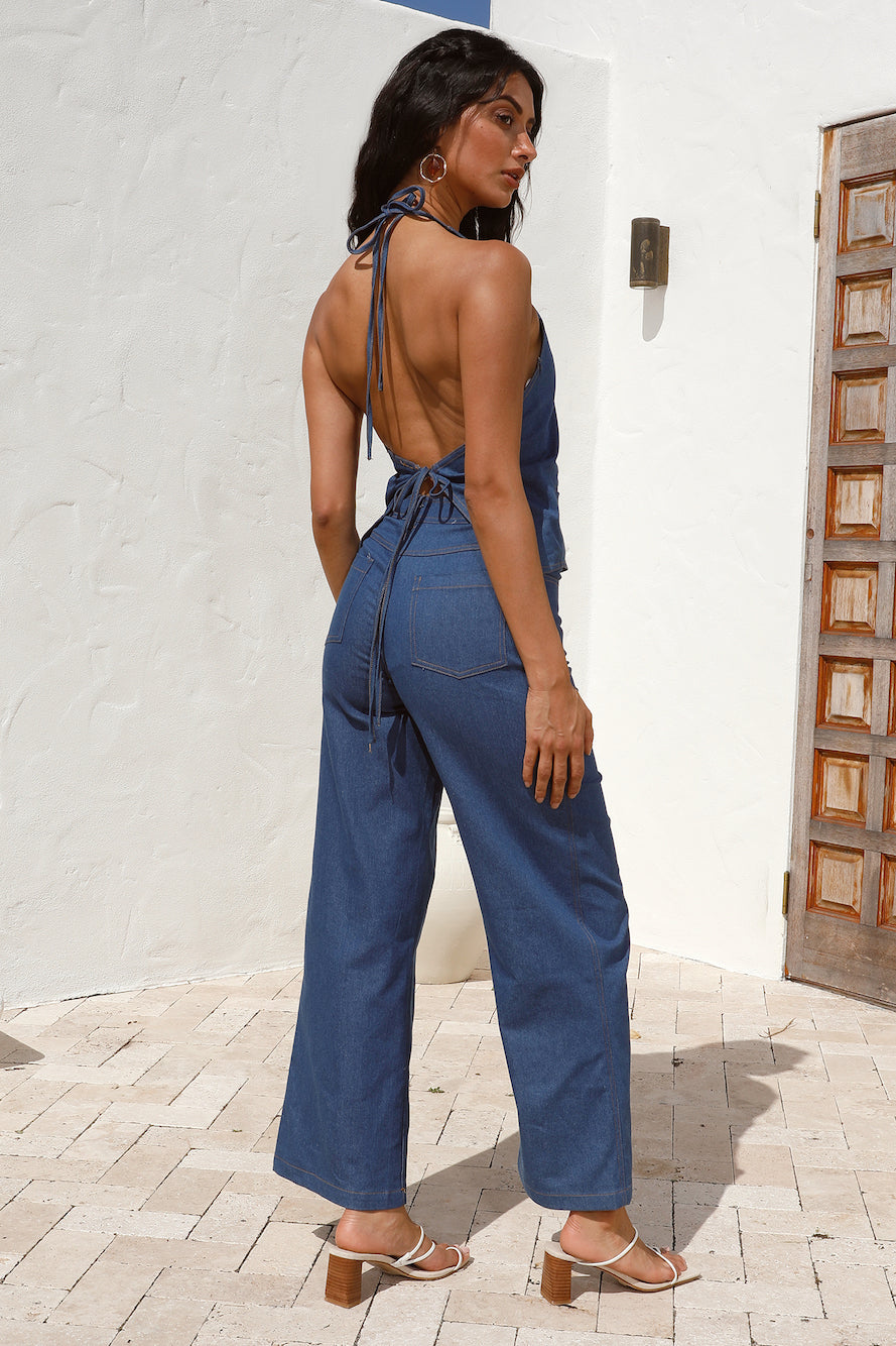 Dirt Bike Halter Top Denim