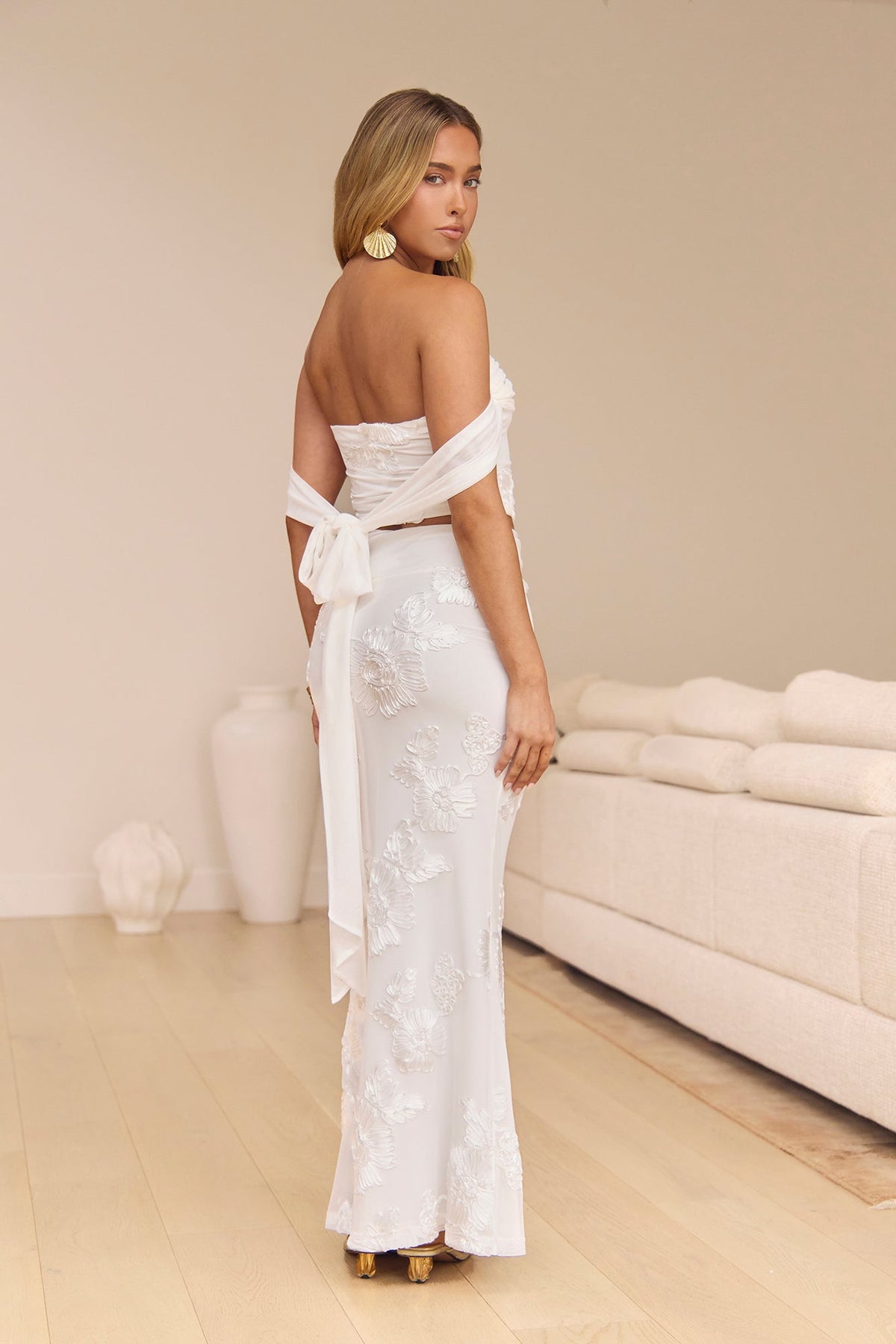 Salty Skies Mesh Maxi Skirt White