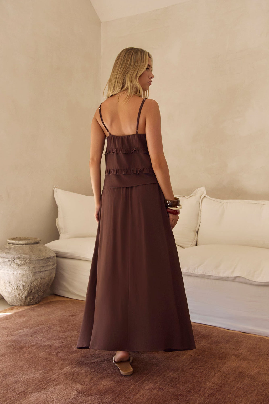 Glass Hearts Maxi Skirt Brown