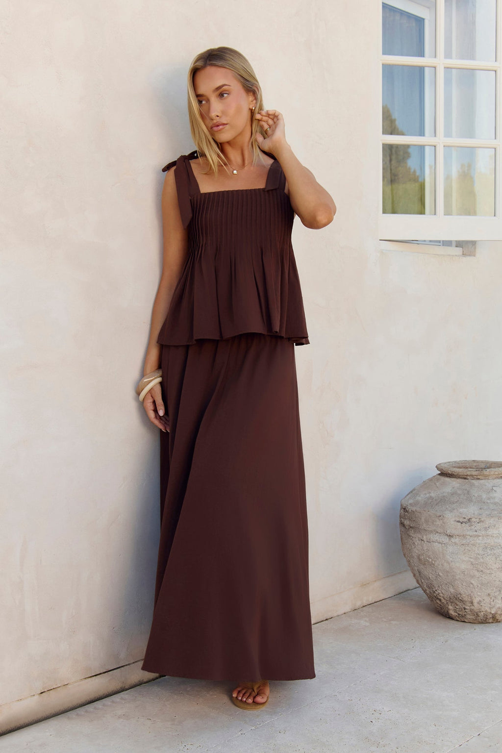 Glass Hearts Maxi Skirt Brown