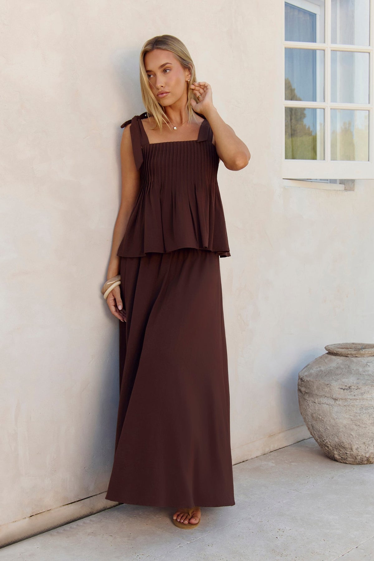 Glass Hearts Maxi Skirt Brown