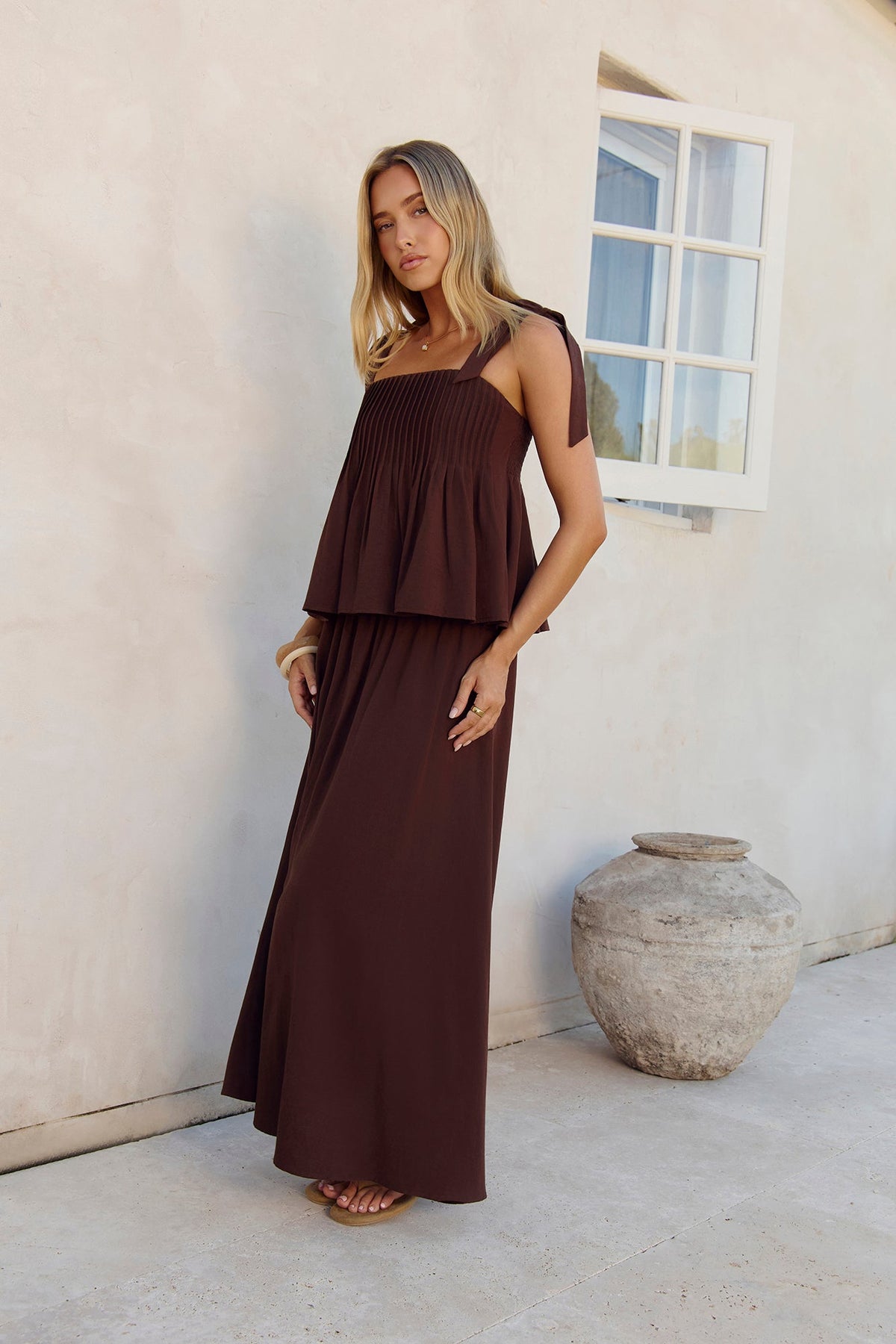 Glass Hearts Maxi Skirt Brown