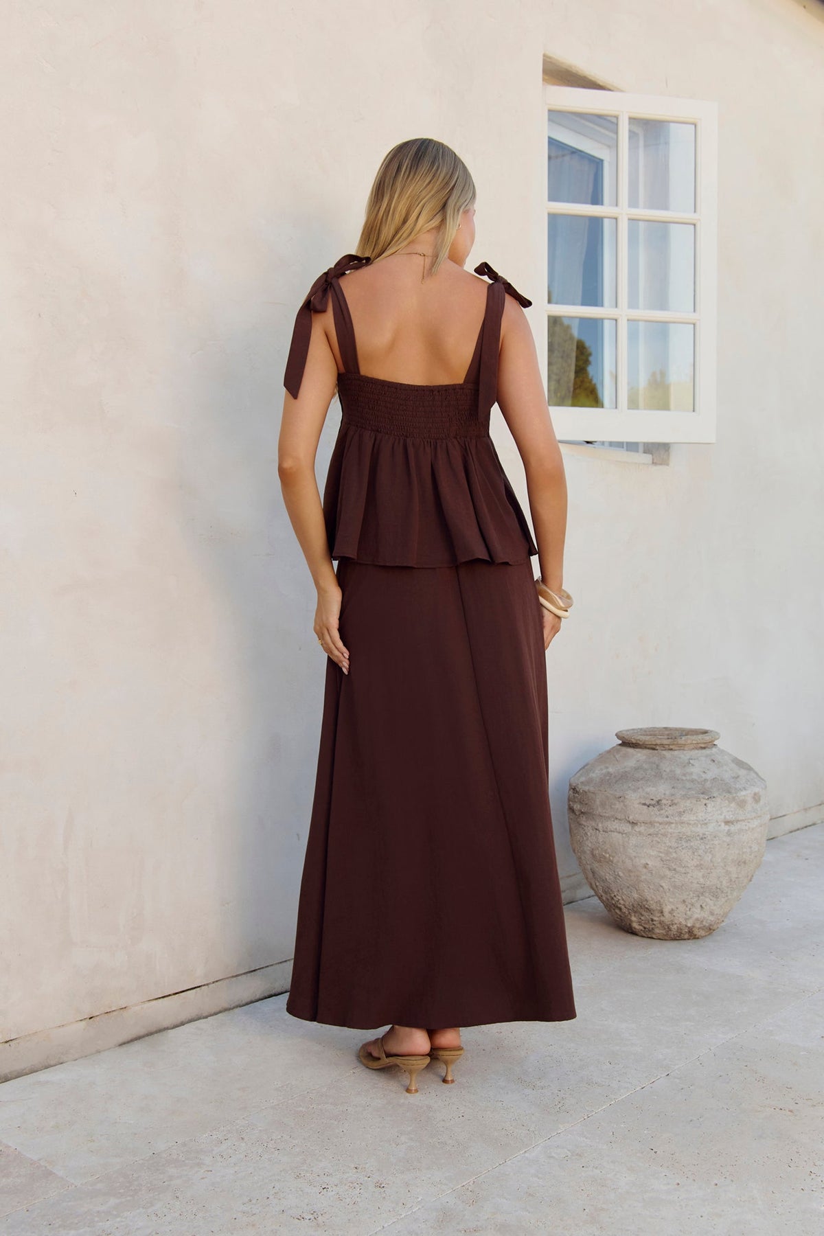 Glass Hearts Maxi Skirt Brown