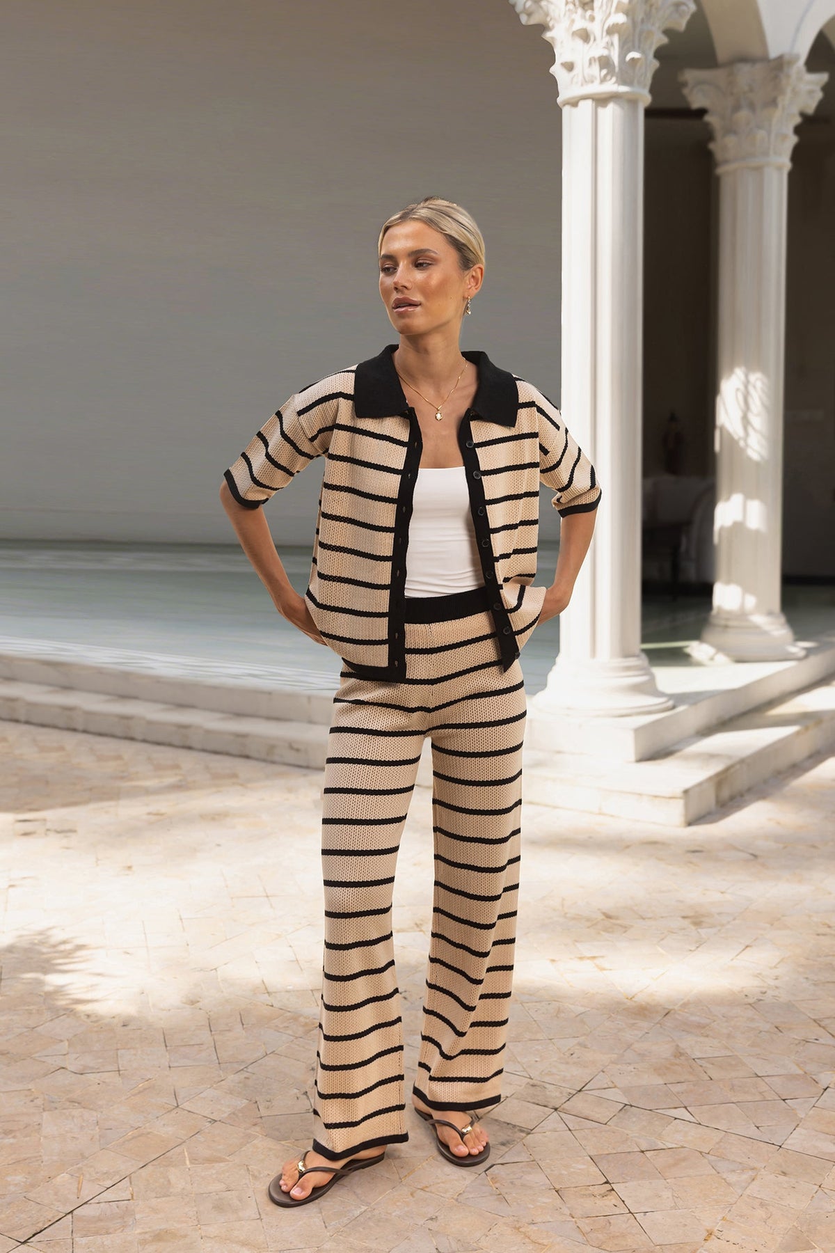 Lounging And Loving Knit Pants Beige